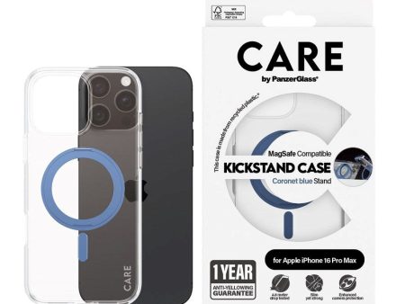 CARE by PanzerGlass iPhone 16 Pro Max Feature Kickstand Case - MagSafe Kompatibel - Transparent   Coronet Blue Sale