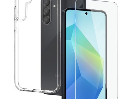 Samsung Galaxy A56 (5G) 2-i-1 Fleksibelt Plastik Cover & Hærdet Skærmbeskyttelsesglas - Gennemsigtig Online Sale