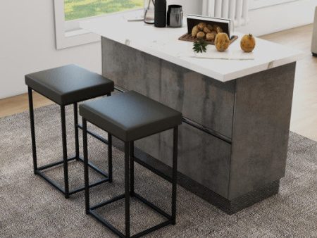 30 Inch Barstools Set of 2 with PU Leather Cover-Gray Sale