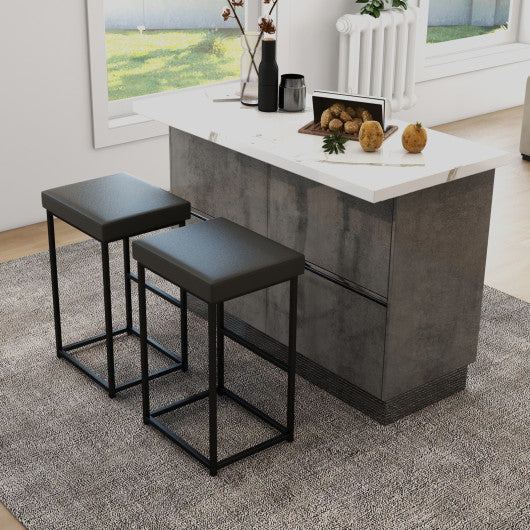 30 Inch Barstools Set of 2 with PU Leather Cover-Gray Sale