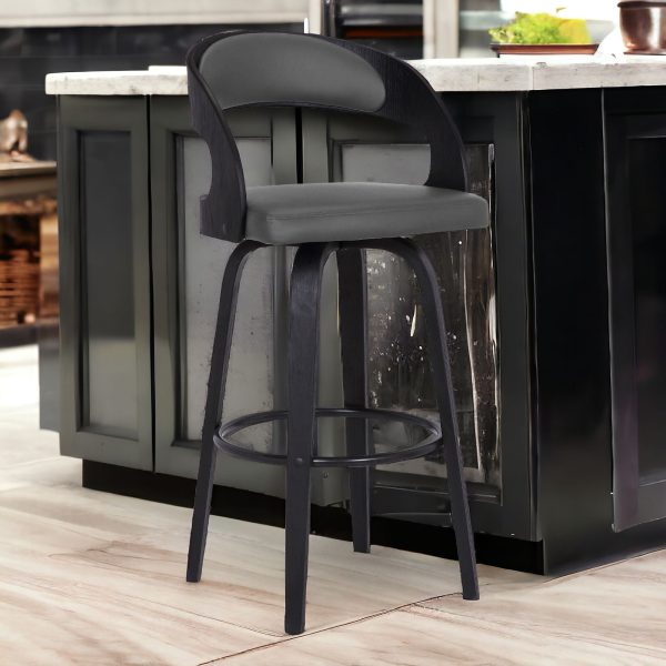 30  Gray And Black Iron Swivel Low Back Bar Height Bar Chair Sale