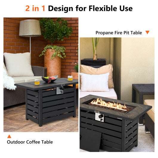 42 Inch 50000 BTU Propane Fire Pit Table with Ore Powder Surface Fashion