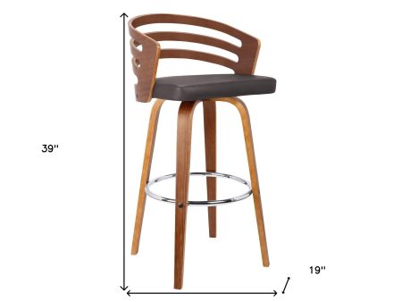 30  Brown Iron Swivel Low Back Bar Height Bar Chair For Sale