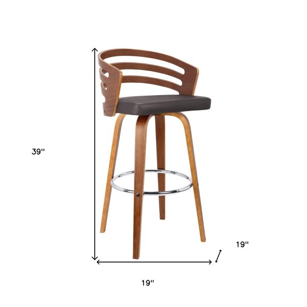 30  Brown Iron Swivel Low Back Bar Height Bar Chair For Sale