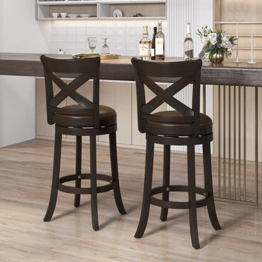 26  31  Swivel Bar Stool with Curved Backrest PU Leather Seat and Footrest-31 inches Online