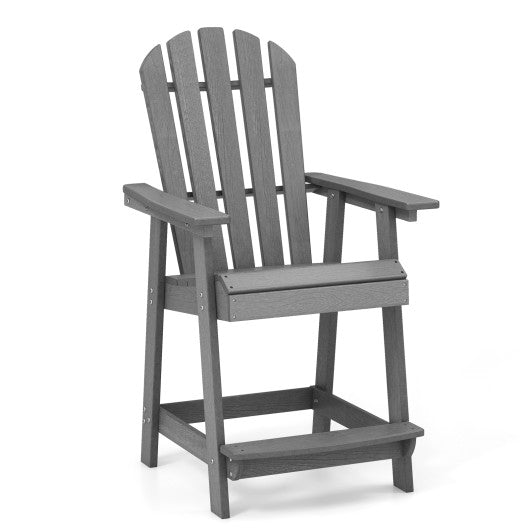 HDPE Patio Chair with Armrest and Footrest for Indoor Outdoor-Gray Online