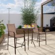 3 Pieces Outdoor Patio Bar Table Stool Set-Brown Online Hot Sale