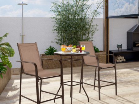 3 Pieces Outdoor Patio Bar Table Stool Set-Brown Online Hot Sale