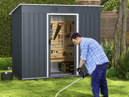 3.6 x 7.1 FT Outside Garden Storage Shed Tool House with Ground Foundation Frame For Discount