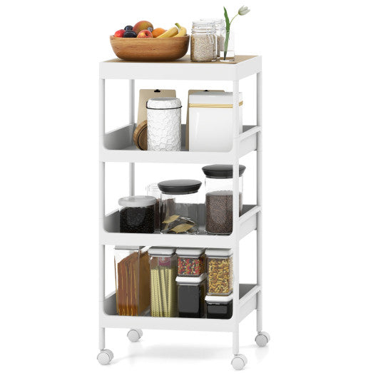 3 4 Tier Utility Rolling Cart with Detachable Tray Top and Locking Wheels-4-Tier on Sale