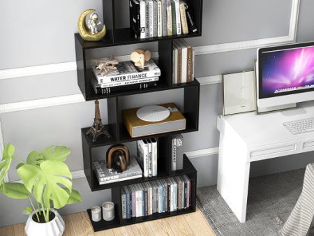 5-Tier Bookshelf with Anti-Toppling Device for Living Room Home Office-Black Hot on Sale