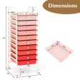 10 Drawer Rolling Storage Cart Organizer with 4 Universal Casters-Gradient Pink Fashion