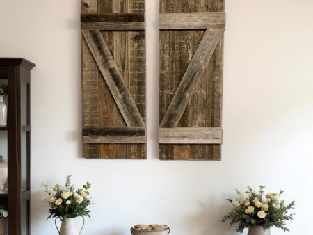 Set of Two 36  X 14  Gray Solid Wood Wall Decor Online Hot Sale