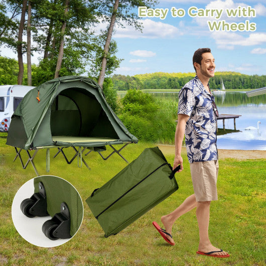 2-Person Outdoor Camping Tent with External Cover-Green Hot on Sale