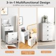 3-in-1 Vanity Set with Cushioned Stool and Flip-up Mirror-White Online Hot Sale