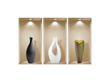 Set of Three Gia Faux Niche 3D Peel and Stick Wall Decals For Sale