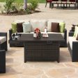 52 Inches Outdoor Wicker Gas Fire Pit Propane Fire Table with Cover-Brown Online now