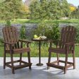 HDPE Patio Chair with Armrest and Footrest for Indoor Outdoor-Brown Online Sale