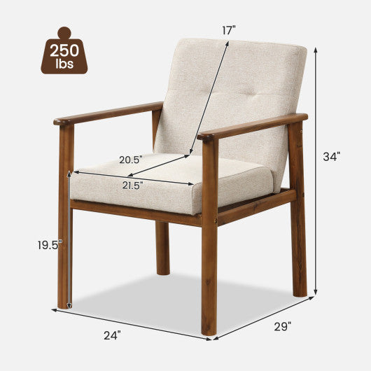 Modern Accent Linen Fabric Armchair with Solid Wood Legs and Soft Cushioned Seat Online now