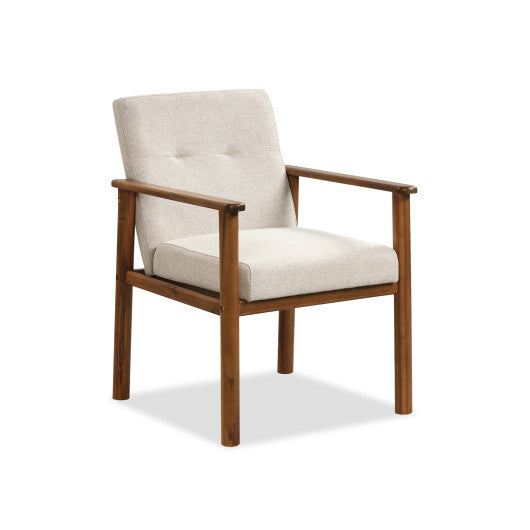 Modern Accent Linen Fabric Armchair with Solid Wood Legs and Soft Cushioned Seat Online now