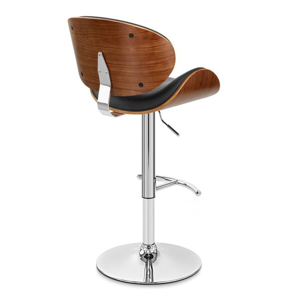 25  Black And Silver Faux Leather And Solid Wood Swivel Low Back Adjustable Height Bar Chair Online