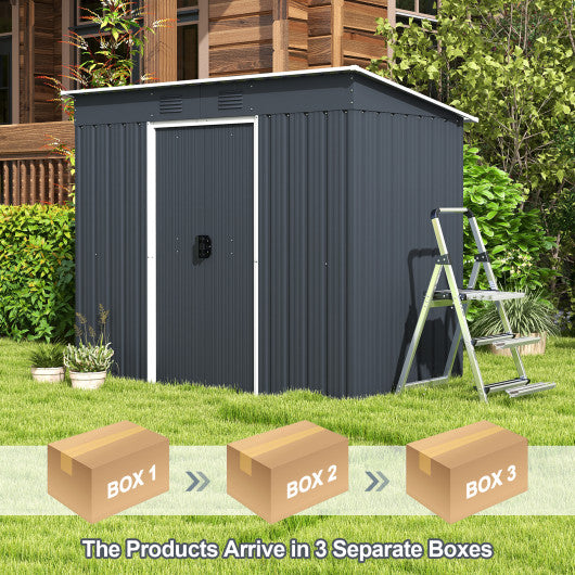 3.6 x 7.1 FT Outside Garden Storage Shed Tool House with Ground Foundation Frame For Discount