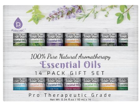 14 Pack of 100% Pure Essential Aromatherapy Oils by Pursonic Discount