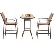 3 Pieces Outdoor Patio Bar Table Stool Set-Brown Online Hot Sale