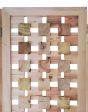 3 Panel Pink Room Divider With Cut Square Wood Design Discount