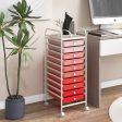 10 Drawer Rolling Storage Cart Organizer with 4 Universal Casters-Gradient Pink Fashion