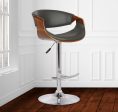 24  Gray And Silver Solid Wood Swivel Low Back Adjustable Height Bar Chair Discount