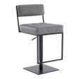 25  Gray And Black Faux Leather And Iron Swivel Low Back Adjustable Height Bar Chair Supply