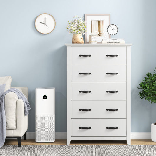 Tall Storage Dresser with 5 Pull-out Drawers for Bedroom Living Room-White Online Sale