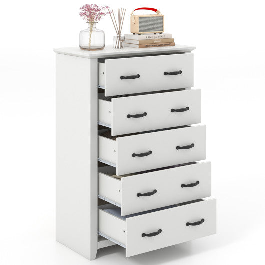 Tall Storage Dresser with 5 Pull-out Drawers for Bedroom Living Room-White Online Sale