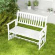 2 Seats Outdoor Glider Bench with Armrests and Slatted Seat-White Hot on Sale