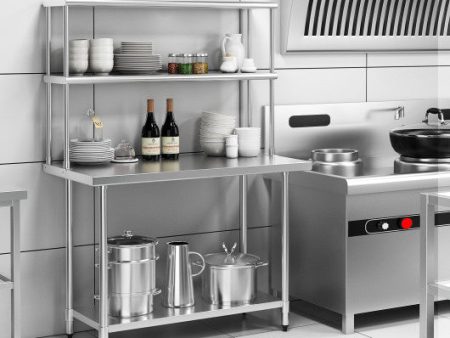 48 x 12 Inch Kitchen Stainless Steel Overshelf with Adjustable Lower Shelf Online now