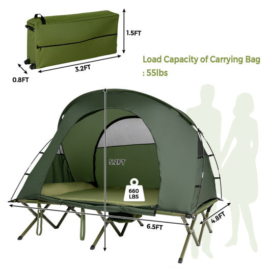 2-Person Outdoor Camping Tent with External Cover-Green Hot on Sale