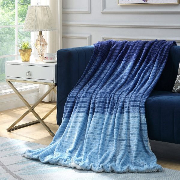 Ombre Flannel Reversible Jacquard Throw Cheap