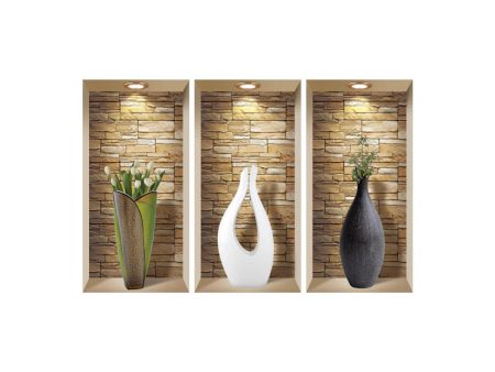 Set of Three Gus Faux Niche 3D Peel and Stick Wall Decals For Sale