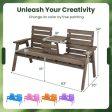 Outdoor Fir Wood Bench with Foldable Middle Table-Gray Discount