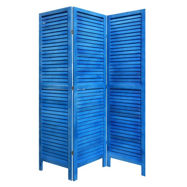 3 Panel Light Blue Shutter Screen Room Divider Online Sale