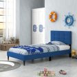 Twin Size Upholstered Platform Bed with Button Tufted Headboard-Blue Fashion