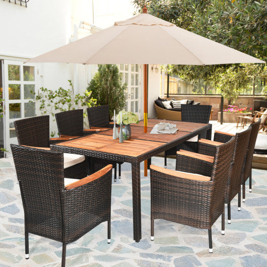 9 Piece Outdoor Dining Set with Umbrella Hole For Discount