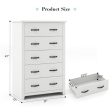 Tall Storage Dresser with 5 Pull-out Drawers for Bedroom Living Room-White Online Sale