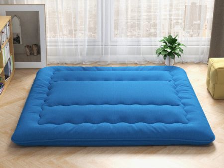 Foldable Futon Mattress with Washable Cover and Carry Bag for Camping Blue-King Size Online now