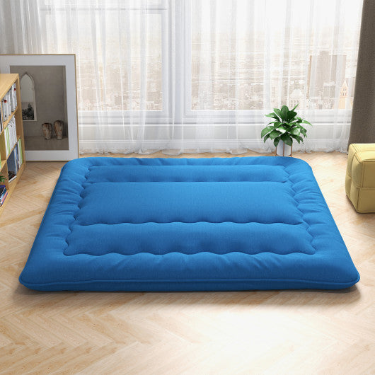 Foldable Futon Mattress with Washable Cover and Carry Bag for Camping Blue-King Size Online now