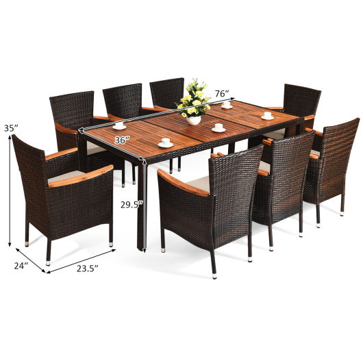 9 Piece Outdoor Dining Set with Umbrella Hole For Discount