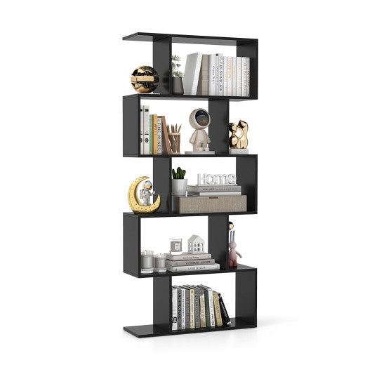 5-Tier Bookshelf with Anti-Toppling Device for Living Room Home Office-Black Hot on Sale