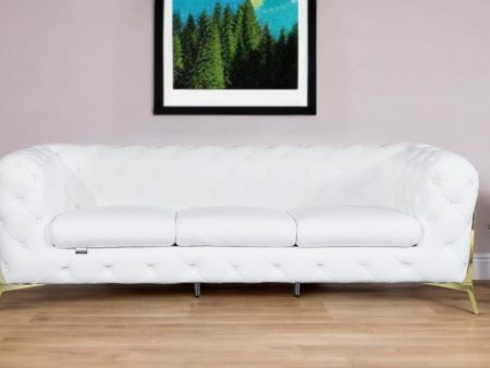 93  White Italian Leather Chesterfield Sofa With Silver Legs Online Hot Sale