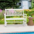 2 Seats Outdoor Glider Bench with Armrests and Slatted Seat-White Hot on Sale